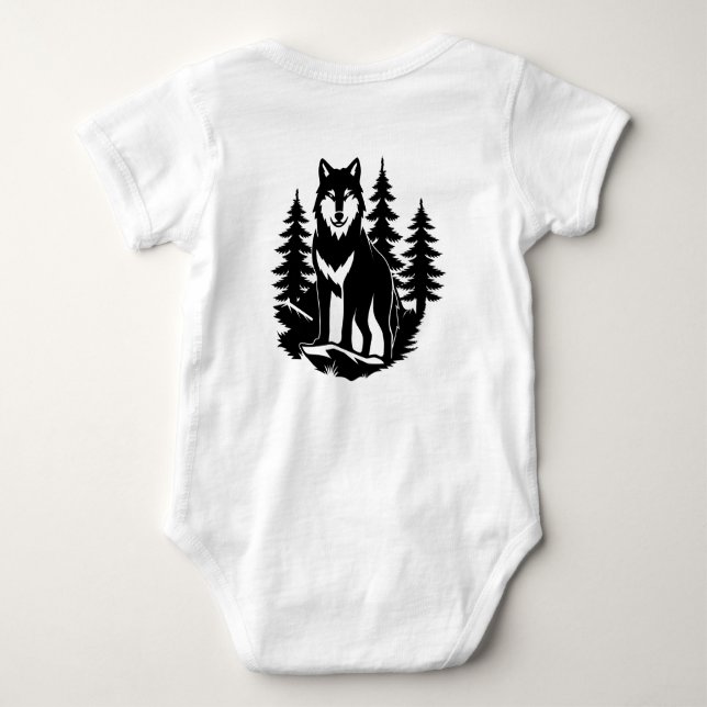 Varg Siluett i Skog T Shirt (Baksida)