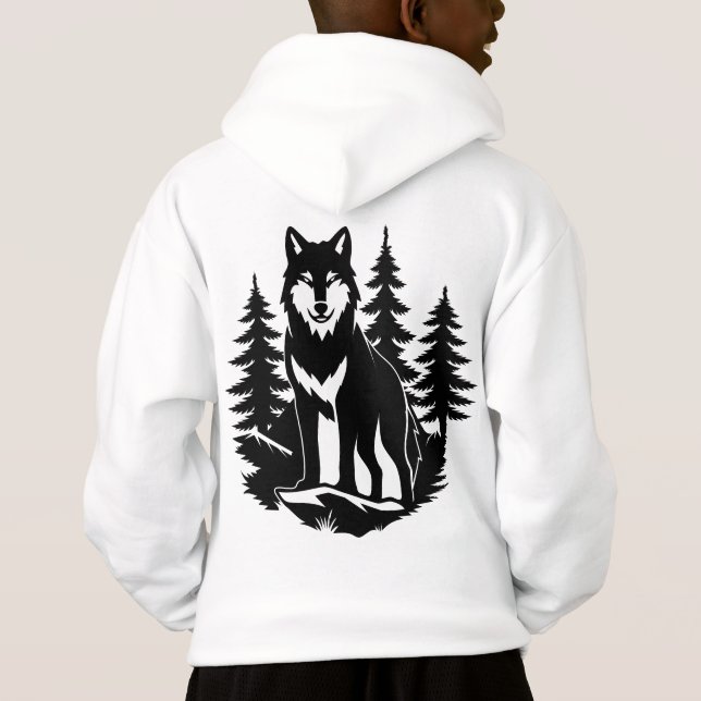 Varg Siluett i Skog T Shirt (Baksida)