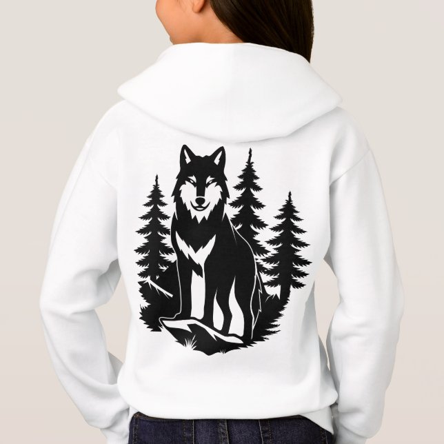 Varg Siluett i Skog T Shirt (Baksida)