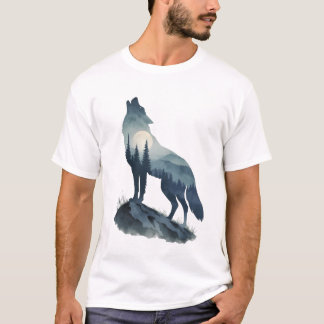 Varg Siluett som ylar – Natur T Shirt