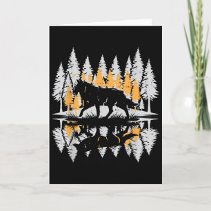 Varg Siluett Tallar Vintage Ensam Alpha Kvinna Kort