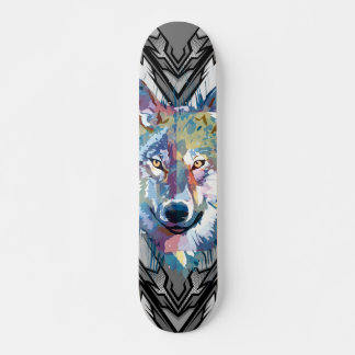 Varg skateboarddäck | Färgglad varghuvud Mini Skateboard Bräda 18,5 Cm
