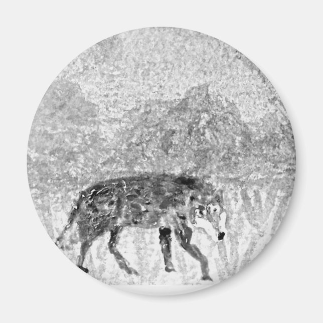 Varg Sketch Vild Animal Magnet (Framsidan)