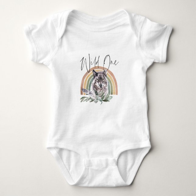 Varg | Skogslevande djur 1-årsdag T Shirt (Framsida)