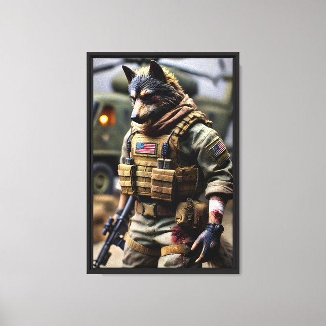 Varg Soldier Warrior Framed Canvas Wall Art (Framsida)