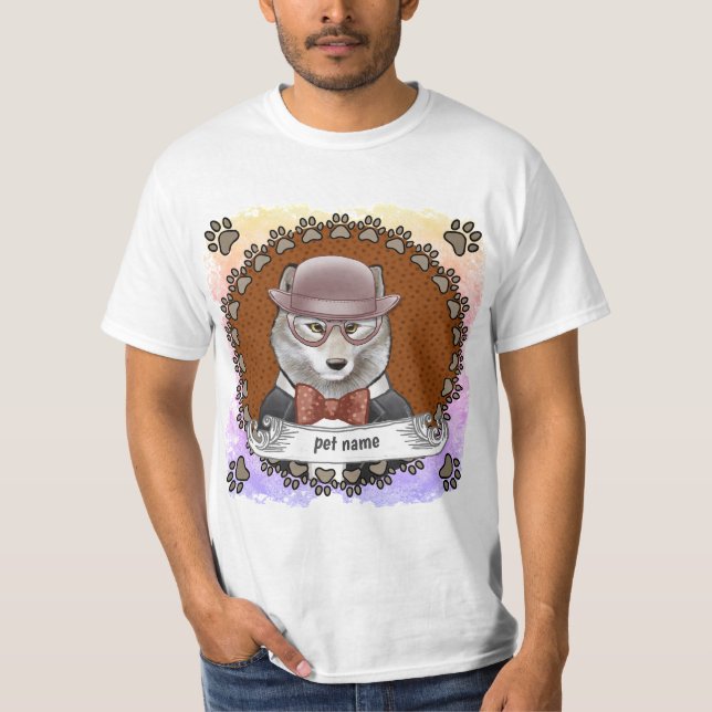 Varg som bär glasögon t shirt (Framsida)