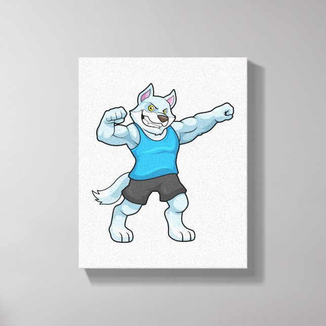 Varg som Bodybuilding med stor Upper-arm Canvastryck (Framsida)