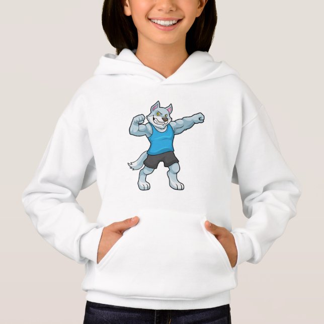 Varg som Bodybuilding med stor Upper-arm T Shirt (Framsida)