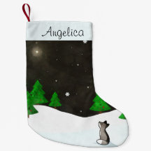 Varg som Stargazing på snöig vinternattvattenfärg