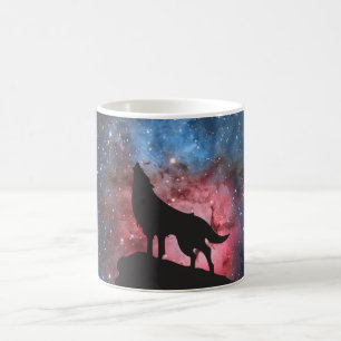 Varg som tjuter i galax kaffemugg