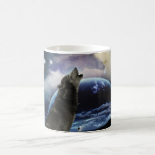Varg som tjuter på månen kaffemugg