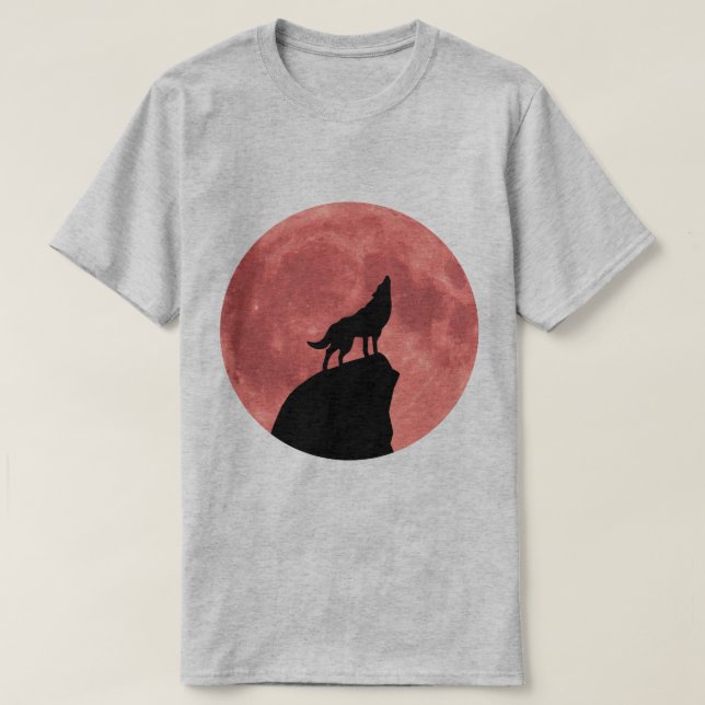 Varg som ylar åt en blodmåne t shirt (Design framsida)