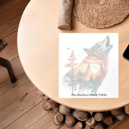 Varg som ylar dubbelexponering solnedgångspersonal anteckningsblock