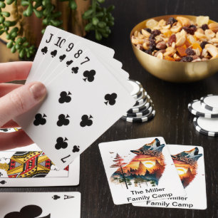 Varg som ylar dubbelexponering solnedgångspersonif casinokort
