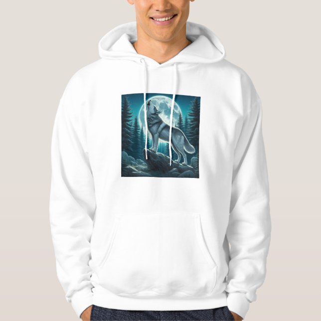 Varg som ylar hoodie (Framsida)