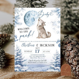 Varg som ylar på vinter skog baby shower för killa inbjudningar