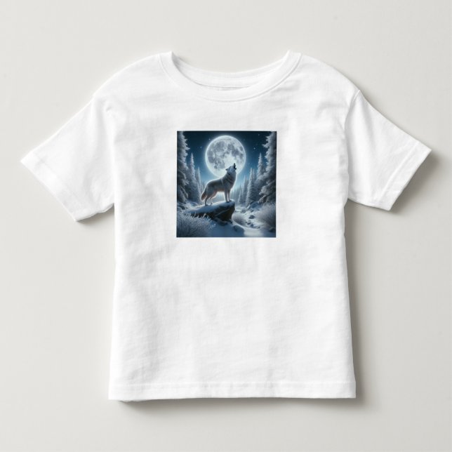 Varg som ylar på vintern t shirt (Framsida)