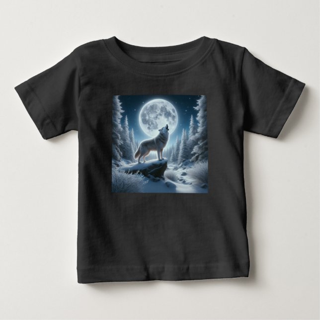 Varg som ylar på vintern t shirt (Framsida)