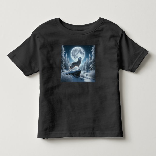 Varg som ylar på vintern t shirt (Framsida)