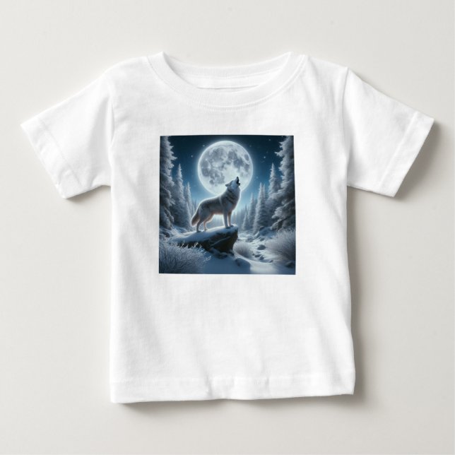 Varg som ylar på vintern t shirt (Framsida)