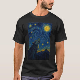 Varg som ylar Stjärnkväll – Van Gogh stilkonst T Shirt