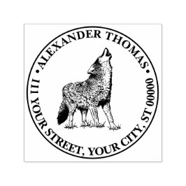 Varg som ylar Vintage-ritning Namn Returadress Självfärgande Stämpel