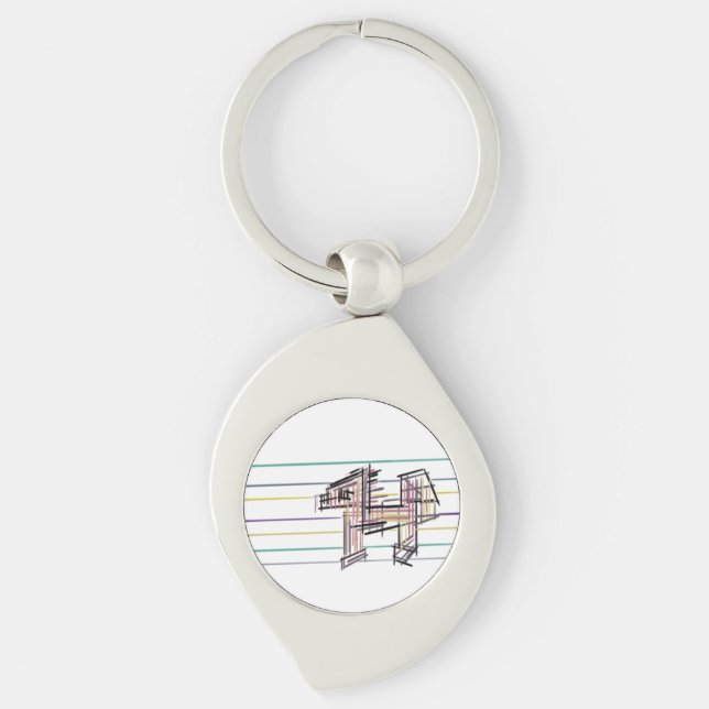Varg sommar glädje swirl silverfärgad nyckelring (Framsidan)