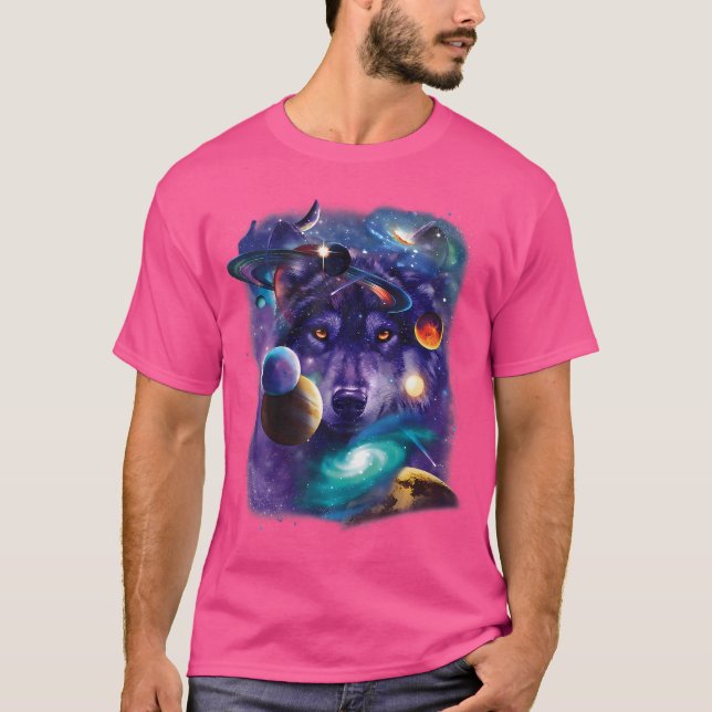 Varg Space Galaxy Stars Måne Vargars Space Astrolo T Shirt (Framsida)