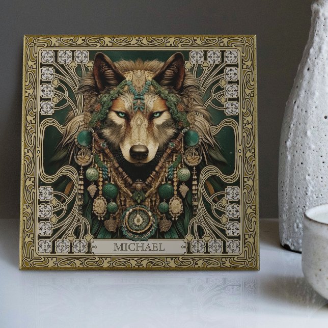 Varg Spirit Animal Carpetk Altarbit Happycore Kakelplatta (Skapare uppladdad)