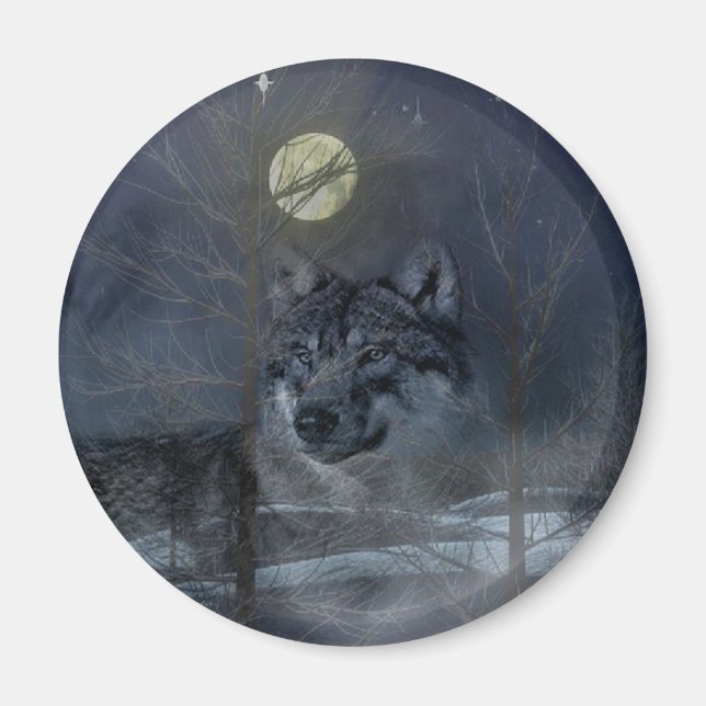 Varg Spirit Måne Natt Magnet (Framsidan)