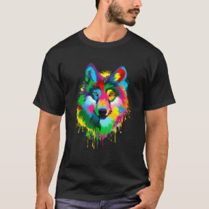 Varg Stänk Artwork Hunter Wildlife Animal Lover T Shirt
