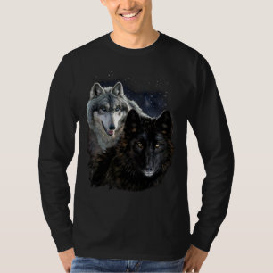 Varg Star Vargar Vild Måne Stars Loyal Grått Varg T Shirt
