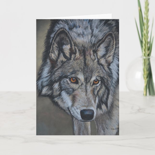 Varg Stare Wildlife Art-gratulationskort Tack Kort (Framsida)