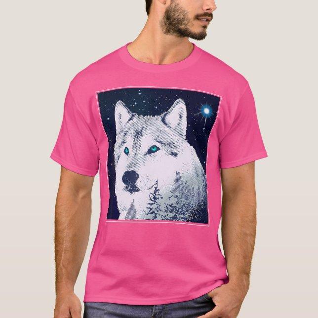 Varg Starry Himmel Stars Ögon Nature Polar Star Na T Shirt (Framsida)