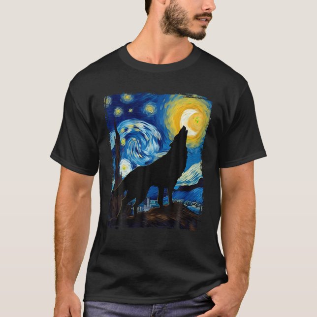 Varg Starry Night Shirt Varg För manar kvinnor T (Framsida)