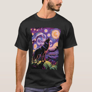 Varg Stjärnkväll ylande måne roliga presenter för  T Shirt