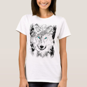 Varg Svartvit Varg Teckning Sibiriska Vargen T Shirt