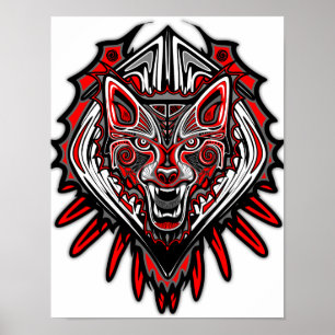 Varg Tatto Stil Haida Art Poster Papper (projektio