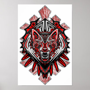 Varg Tatto Stil Haida Art Poster Papper (projektio