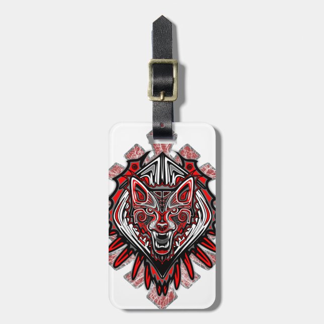 Varg Tattoo Stil Haida Art Luggage Tag Bagagebricka (Vertikal Framsida)