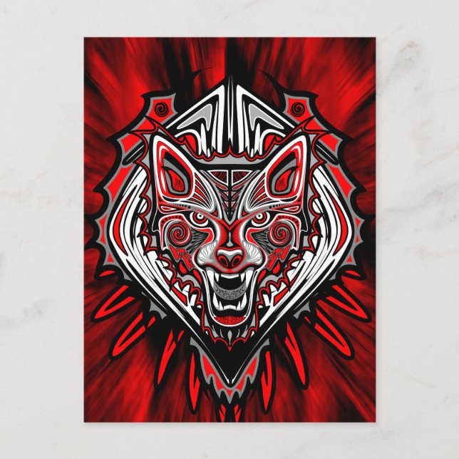 Varg Tattoo Stil Haida Art Postcard Vykort (Framsida)