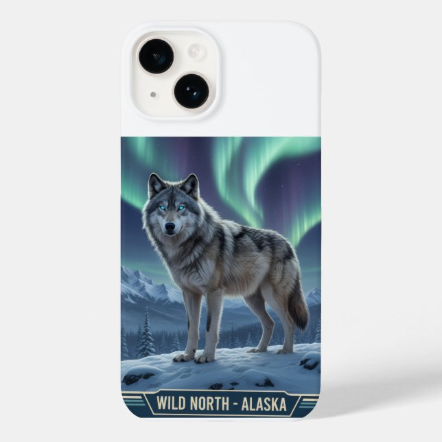 Varg Telefonväska 🐺 🌌 | Norra Ljus Art ❄️ (Baksida)