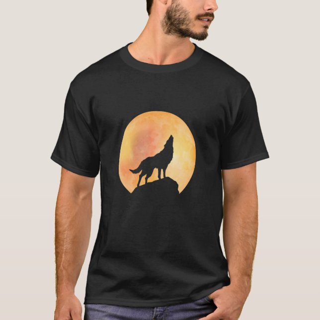 Varg till Måne vildlevande djurs Vargar T Shirt (Framsida)