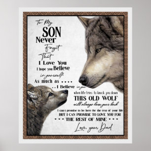 Varg till min son Glöm aldrig Kärlek din Pappa-gåv Poster