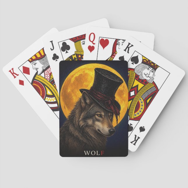 Varg topp hatt gotisk surrealism casinokort (Baksidan)