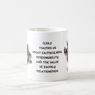 Varg Totem, Animal Guide Inspirational Grått Varg Kaffemugg