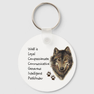 Varg Totem, Animal Guide Inspirational Grått Varg Nyckelring