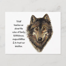 Varg Totem Animal Guide Watercolor Nature Art Vykort