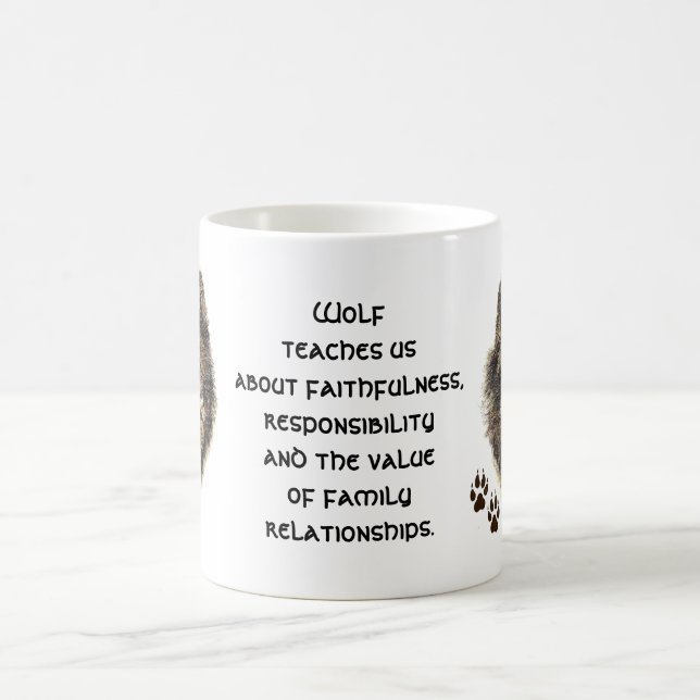Varg Totem, animalguide, inspiration Kaffemugg (Center)