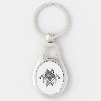 varg totem Dekorativ kudde Ovalt Silverfärgad Nyckelring